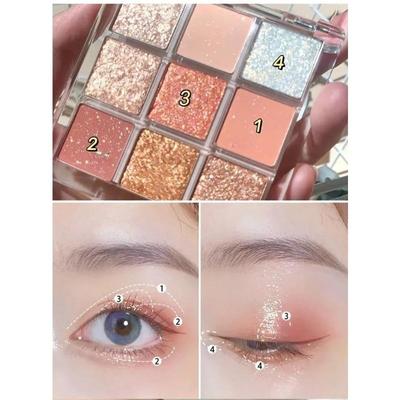 Eye Shadow Pigments Long Lasting Eyes Makeup 9 Colors Matte Earth Color Eyeshadow Palette Waterproof Pearlescent Shiny Sequins