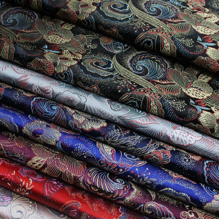 Silk Jacquard Brocade Fabric for Chinese Qipao, Doll Clothes, Hanfu, and Mongolian Robe Decoration