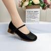 Spring and Autumn Soft Leather Soft-soled Single Shoes Women's Leather Shoes 2025 New Mother Shoes Comfortable Jane Shoes Shallow Mouth Mary Jane Sho