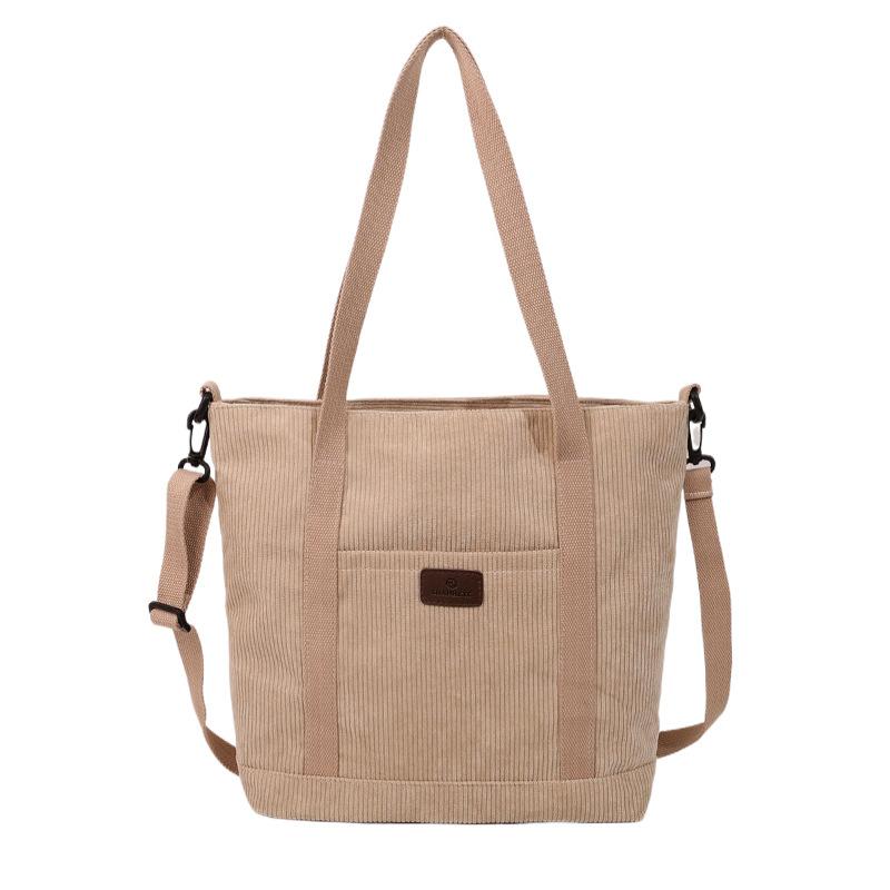 

Вельветовая сумка, большая вместительная студенческая сумка, женская большая сумка бежевый