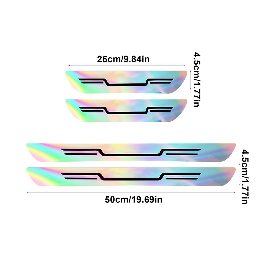 4pcs Universal Carbon Fiber Car Door Sill Protection Strip Stickers Anti-scratch Door Decorative Strips Bumper Film Sticker