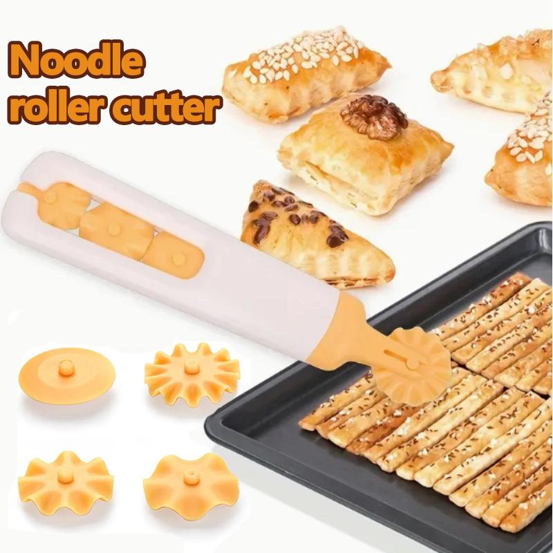 3SET Baking Tools Pizza Knife Pie Crust Cutter 4-in-1 Fancy Roller Cutter Set Home Cake Lace Cutter Dough Jagged Edge Cutting