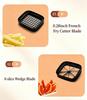 Multifunctional Vegetable Chopper Bowl, Potato French Fry Cutter with 2 Interchangeable Blades & Container, Food Chopper