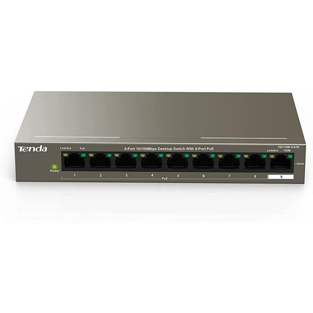 

Коммутатор Tenda 9port 10 100m Poe Tef1109p-8-63w