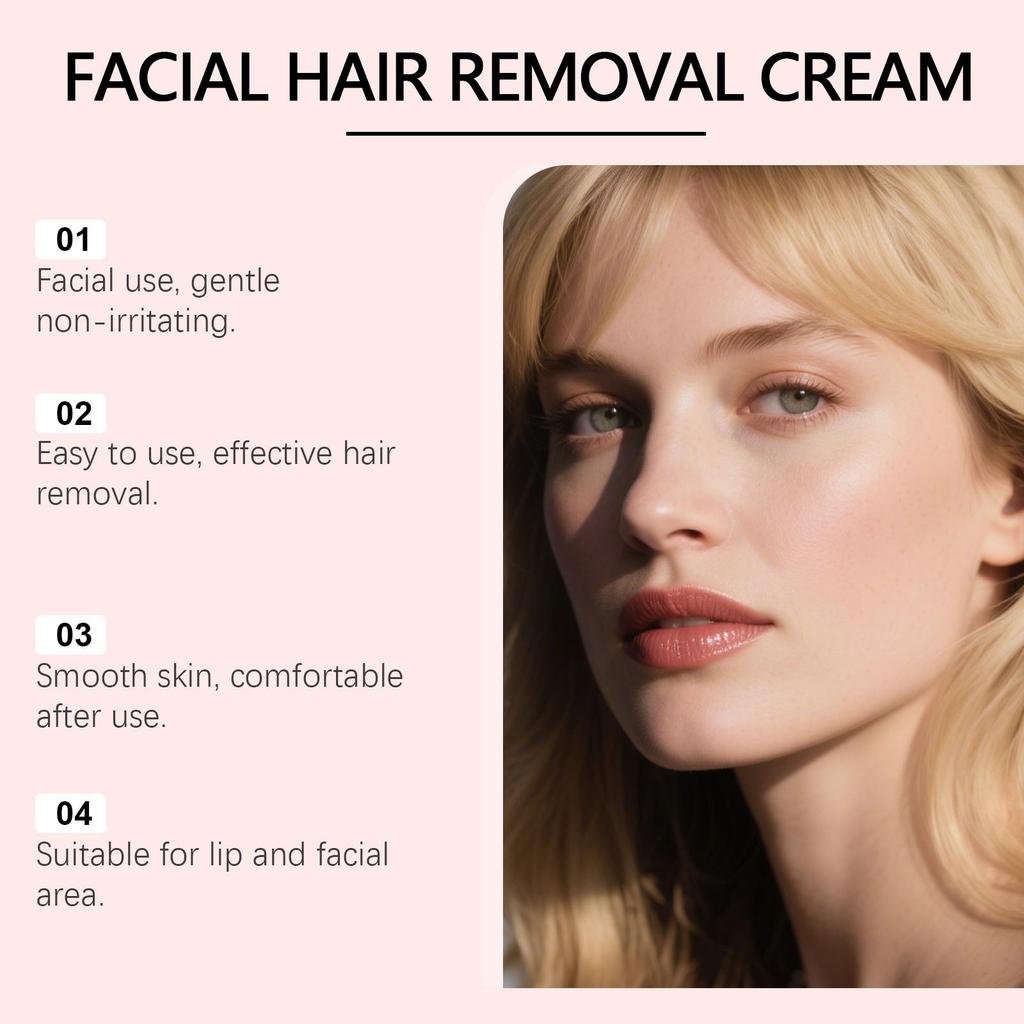 Gentle Facial Hair Removal Cream: Smooth, Moisturizing, Convenient Hair Removal for Lip and Skin.