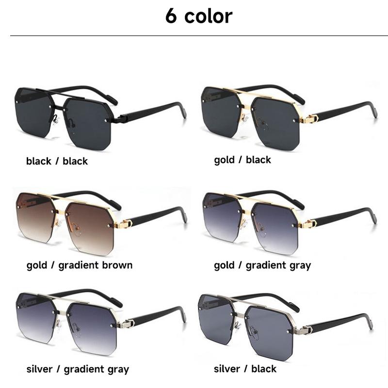 High Quality Rimless Men Sunglasses Uv400 Square Double Bridge Eyewear Sun Glasses