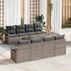 9 Piece Grey Garden Sofa Set with Cushions