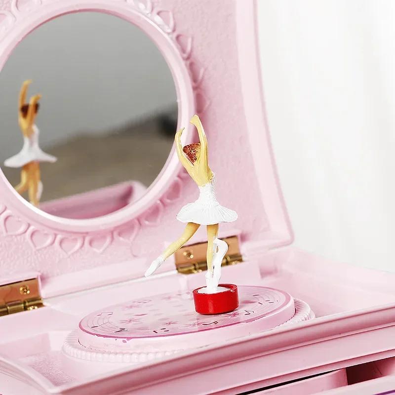 Classic Rotating Ballerina Music Box Hand Crank Jewelry Box With Drawer Elegant Style Christmas Gift For Girls And Music Lovers