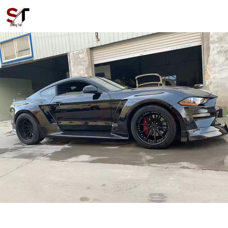 18-22 Ford Mustang Wide Body Kit: Resin Front Lip, Fender Flares, Rear Spoiler, Side Skirts