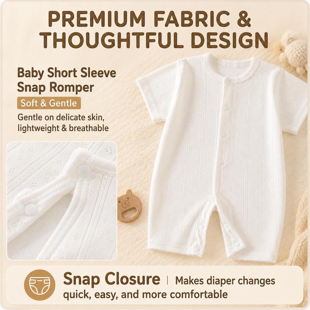 Baby Short Sleeved Jumpsuit Summer Newborn Breathable Mesh Air Conditioning Suit Boys Girls Infant Thin Sleepwear Crawling Suits
