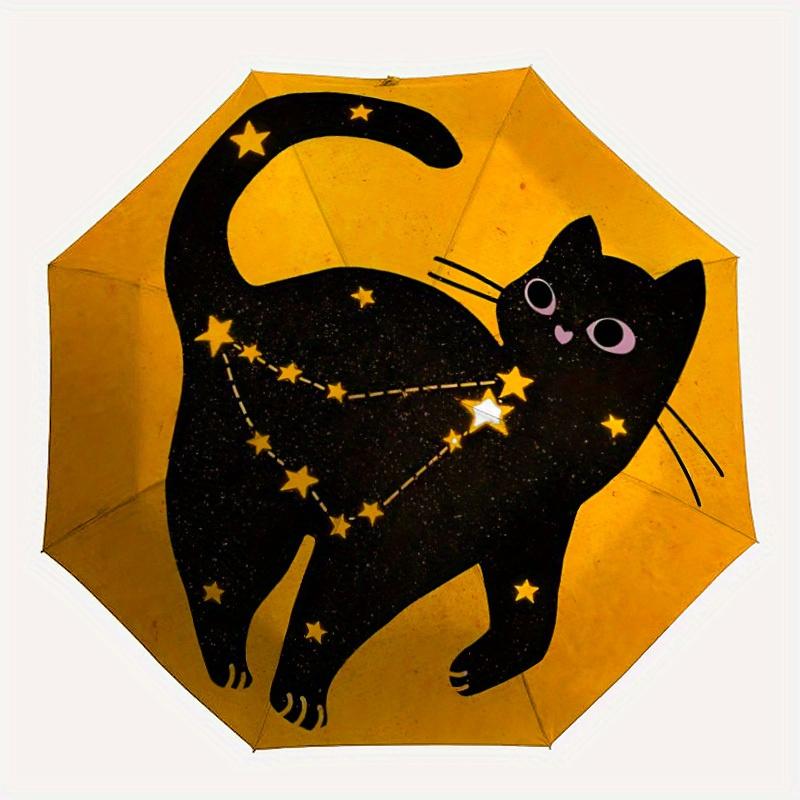 

1pc Moon Cat Automatic Open/Close Exquisite Umbrella Sturdy Iron Frame, Compact Travel Umbrella - Perfect Gift for Women, Men, Birthdays, An