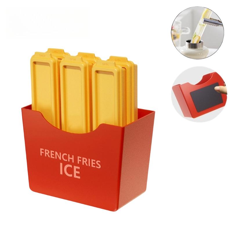 

Easy Release French Fries Ice Tray Mold Set of 6 Food Grade Silicone with Magnetic Absorption Boxes Ice Maker for Drinks 1set помаранчевий