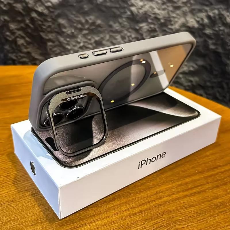 Luxury Magnetic Ring Stand Case For Magsafe For iPhone 17 16 15 14 13 12 11 Pro Max Air Wireless Charge Case With Lens Protector