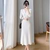 French Retro Knit Women’s Winter Slimming Over-the-Knee High-Waisted Dress
