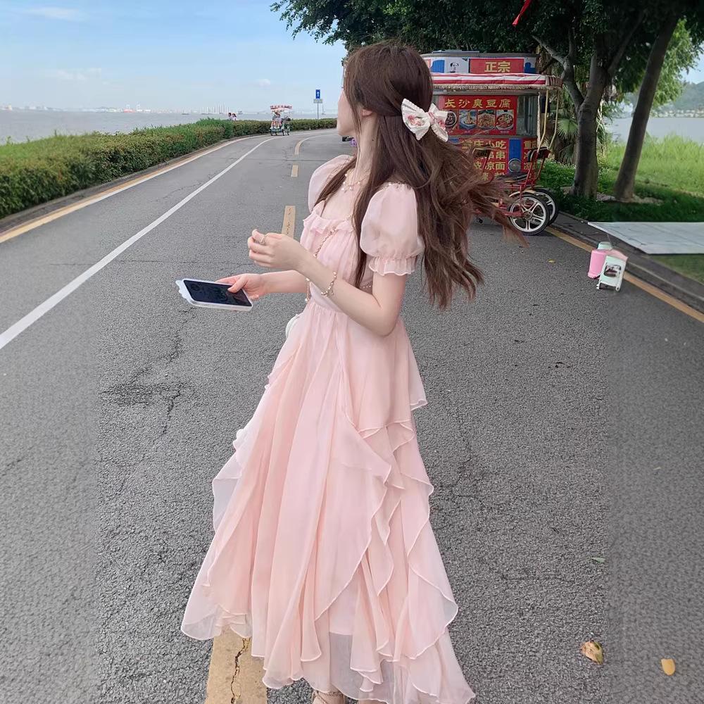 Französisches sanfter Wind weißes Chiffonkleid Fee Frühling Herbst und Winter Temperament dünn unregelmäßig Geburtstagskleid Kleid