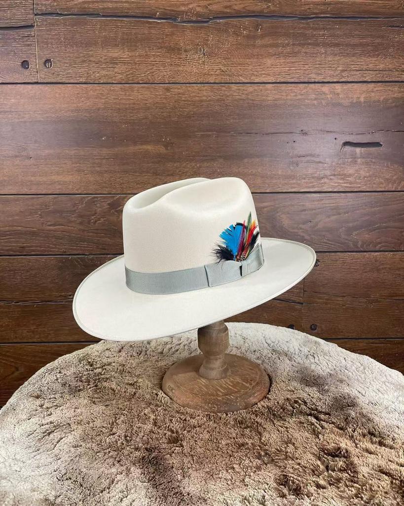 Cowboy Wind Sheep Felt Hat, Solid Color With Decorative Felt Hat