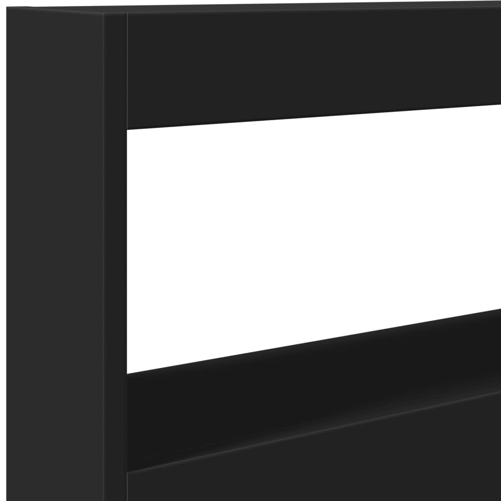 LED Headboard with Shelves Black 120 x 17 x 102 cm
