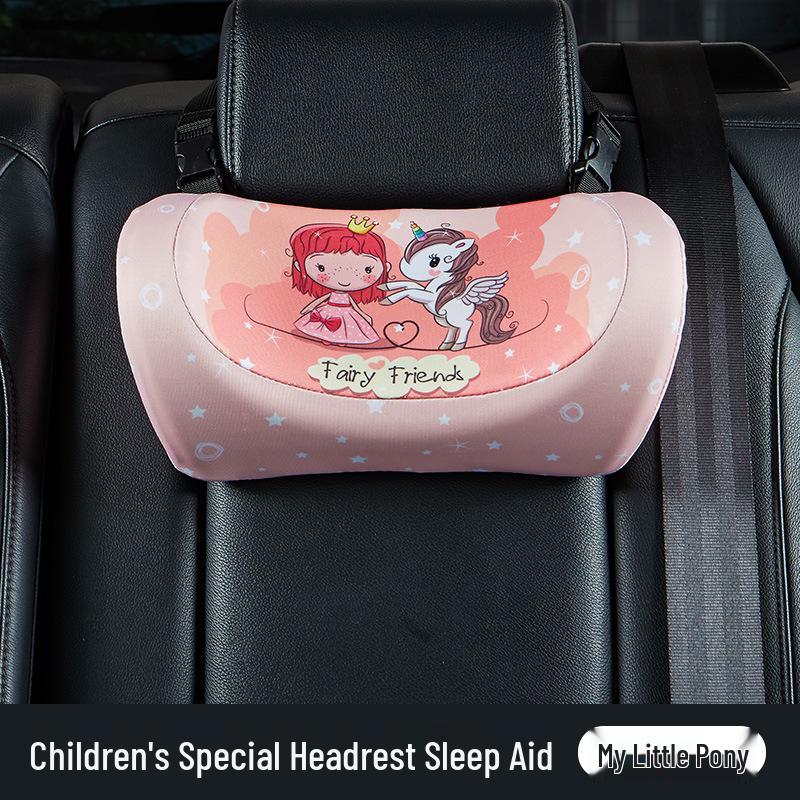 Children's Cartoon Memory Foam Car Neck and Lumbar Pillow Set for Headrest and Rear Seat