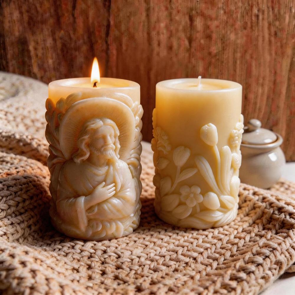 Portrait Candle Mold White Jesus Icon Mold Embossed Silicone Mold Three-Dimensional For Home Decoration Candle Making