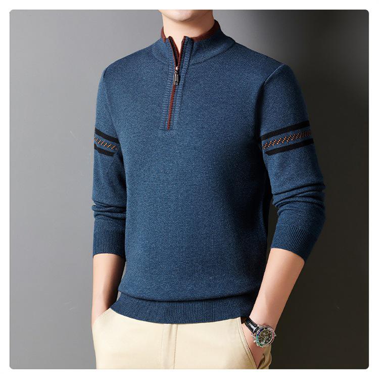 Men's Half-Zip Thick Knit Sweater – Stylish Autumn/Winter Casual Business Base Layer