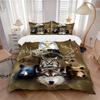 3pcs Wildlife Animal Faces Collage Comforter Set with 1 Quilt Cover and 2 Pillowcases (No Core) - Home Decor, Festival Gift, Polyester Fabric, Anime C