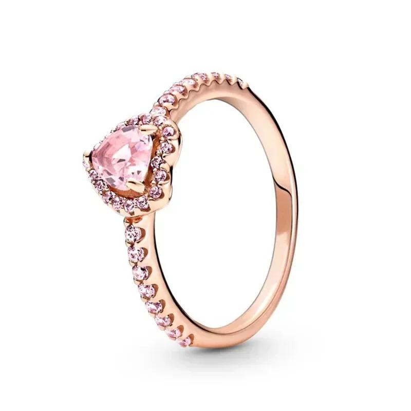 New 925 Sterling Silver Women's Classic Red Heart Crown Fashion Ring Valentine's Day Light Luxury Jewelry Romantic Gift