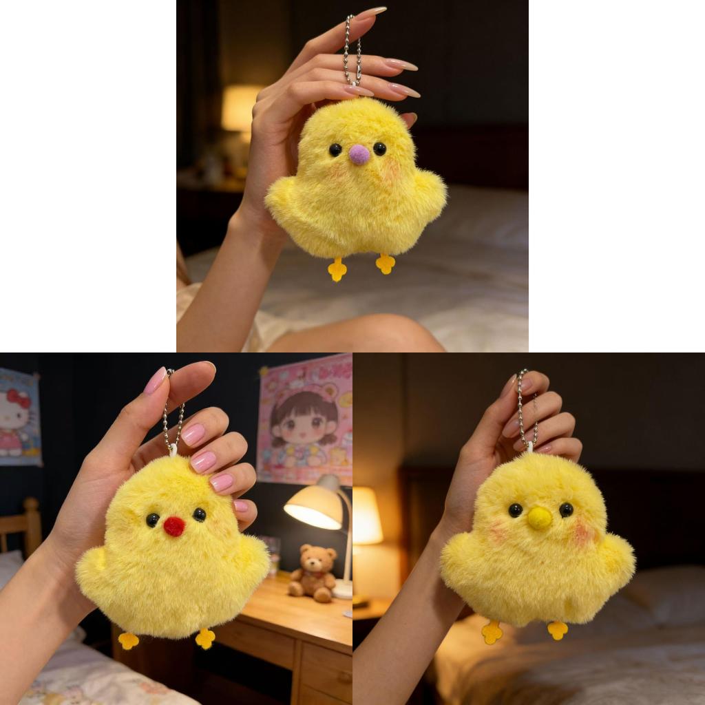 Portachiavi Animale di Peluche con Design Pulcino Cartone Animato Carino per Bambini e Ragazzi