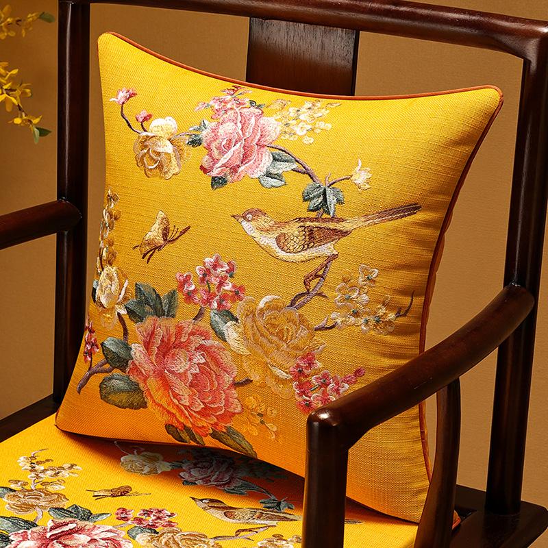 Veemi Home Leinen Kissenbezug Frühling Vögel Stickerei Orientalischer Luxus Hochwertiger Kissenbezug für Couch Sofa Bett 18x18 Zoll