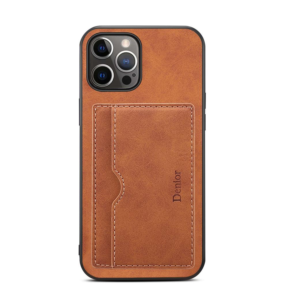 Denior for iPhone15 ProMax Card Holder 12 Mobile Phone Case 14Pro Retro Wallet Leather Case 13