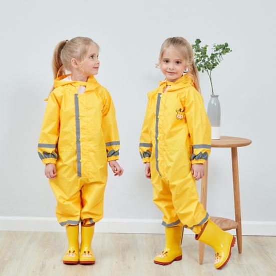 Yousheng, unisex, pentru copii, cu benzi reflectorizante pentru animale din desene 3D, cu glugă, haină de ploaie, poncho