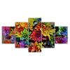 Colorful Abstract Flowers 5 Piece Five Panel Wall Canvas Print Modern Art Poster Picture Home Decor Gift For Him For Her