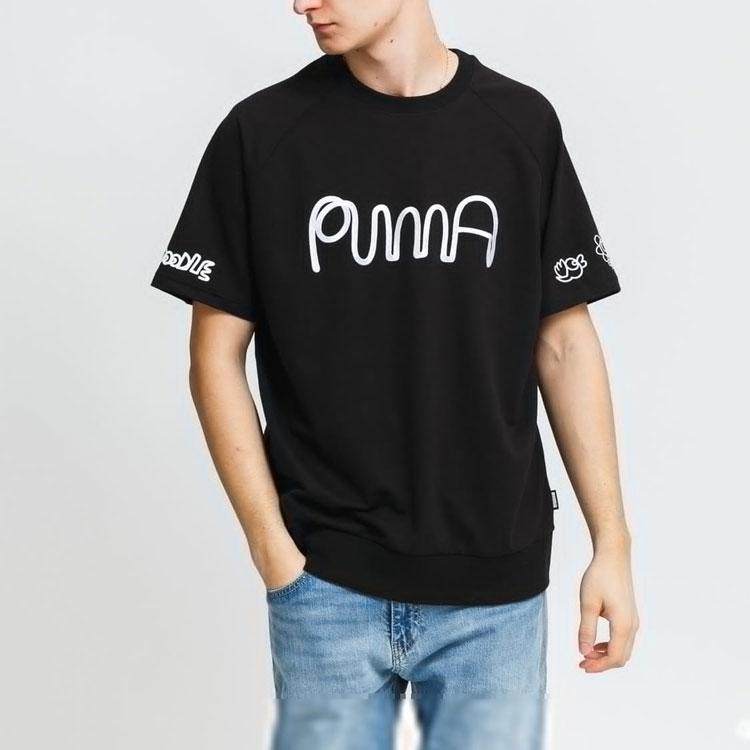 Puma X Mr Doodle Collaborative Logo Print Sports T-Shirt Men Tops Black 530649-01