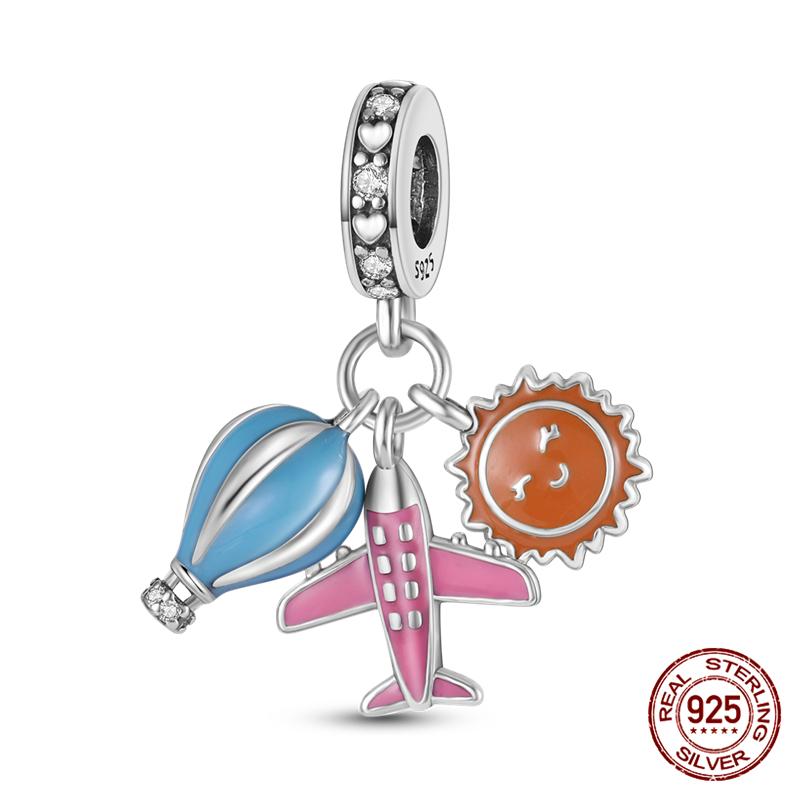 100% Genuine 925 Sterling Silver Ocean Collection Seashell Turtle and Heels Charm Beaded for Original  Bracelet Bracelet