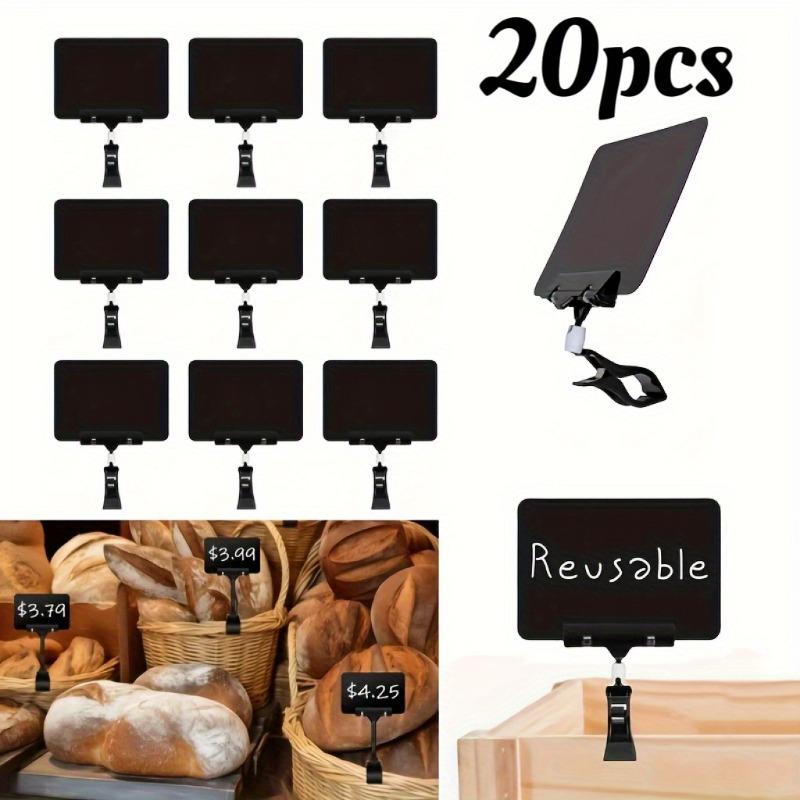 20 Pezzi Cartellini Prezzo Cancellabili con Clip Metalliche Segnaletica Lavagna in Plastica Resistente Etichette Espositive Riutilizzabili e Facili da Scrivere per la Vendita al Dettaglio