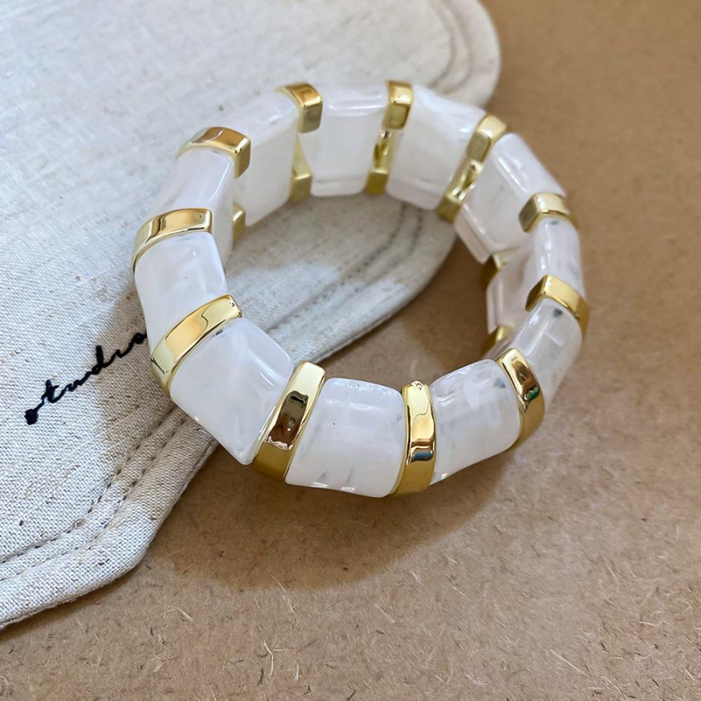 Europe American Style Acrylic Bangle Resin Exaggerated Bracelet Creative Elastic Bracelet  Women