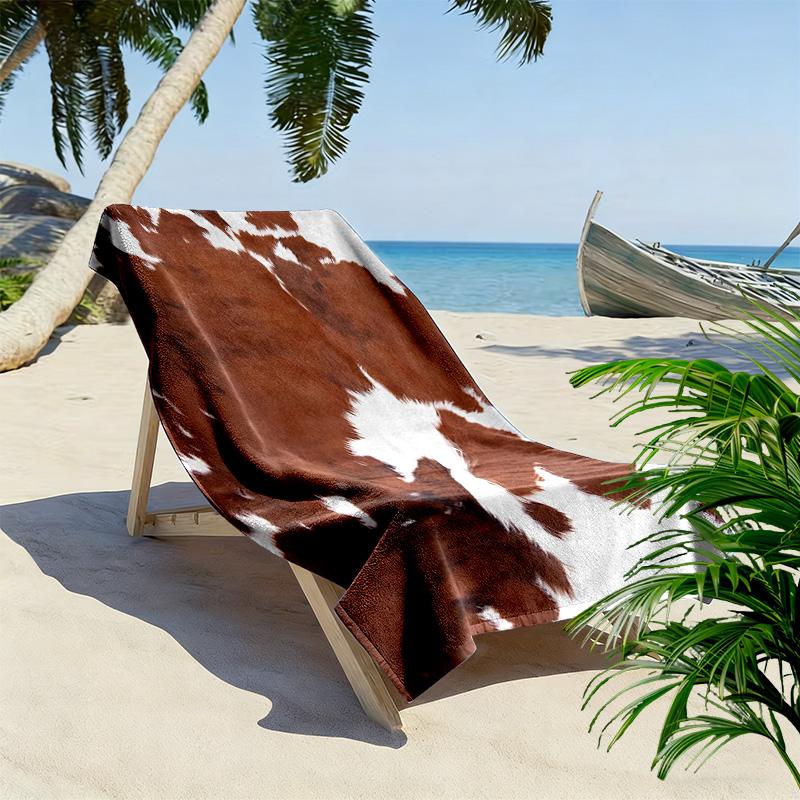 Rustikales Rindsleder-Stil-Druck Strandtuch, Großes Weiches Schnelltrocknendes Handtuch für Strand Camping Schwimmen