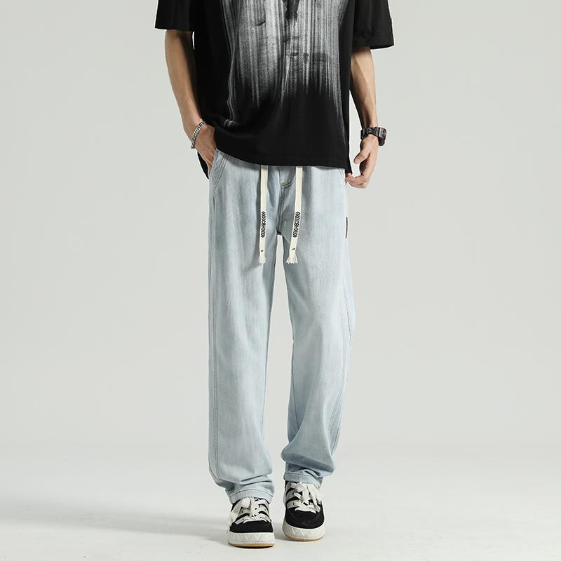 American Retro Jeans for Men in Winter Versatile Casual Trendy Brand Loose Trousers High Street Straight Wide Leg Pants