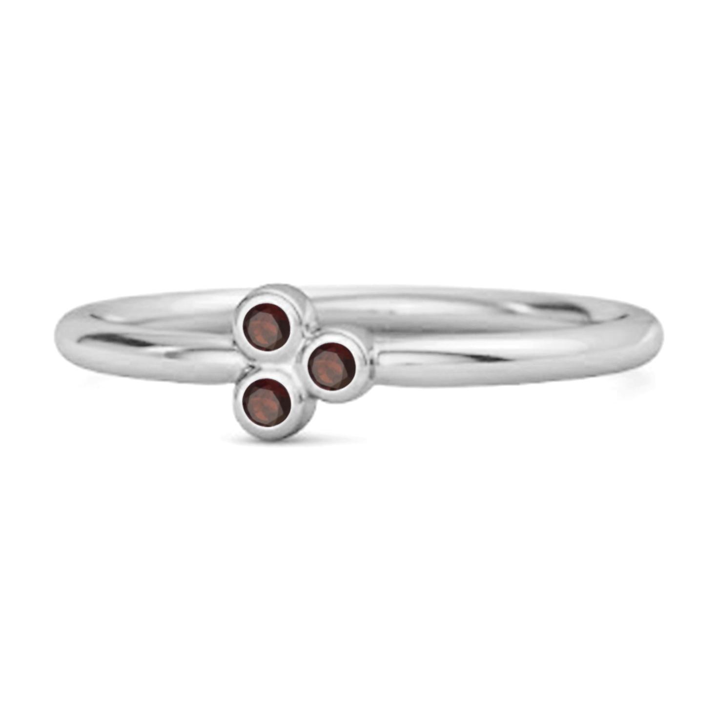 

Garnet Triple Bezel Cluster Ring - 925 Sterling Silver 6.5 білий