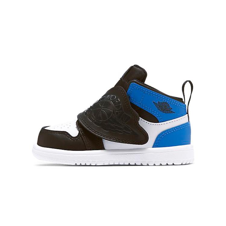 New Jordan Air Jordan 1 Cushioned Slip-Resistant Mid-Top Toddler Shoes Black Blue Infant And Toddler BQ7196-115