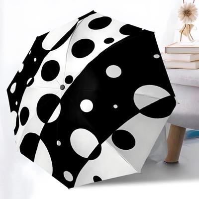 1pc Polka Dots Automatic Open/Close Umbrella - Compact Travel Umbrella with 8-Rib Durable Frame, Lightweight & Portable Design Z05