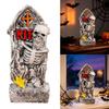 Shelf Ready Halloween Grave Marker Item, Resin Bone Figure Accent for Entry Table Styling and Event Display Use