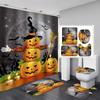NBVKO Halloween Pumpkin Waterproof Shower Curtain, with Non-Slip Rugs, Toilet Lid Cover and Bath Mat, Bathroom Shower Decor