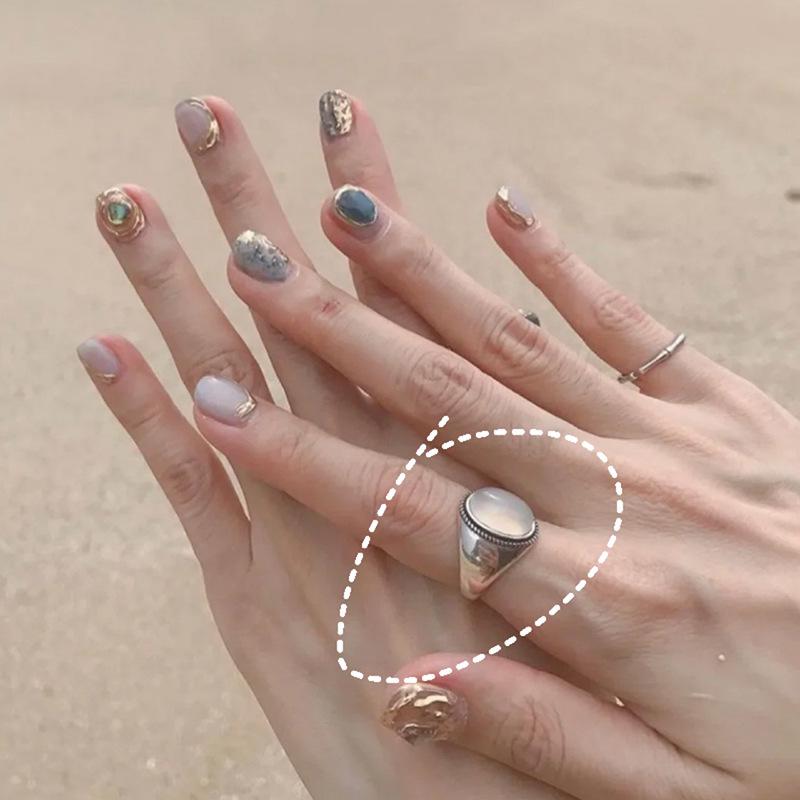 Korean Style Elegant Jade-Inspired Adjustable Women s Ring Open Adjustable