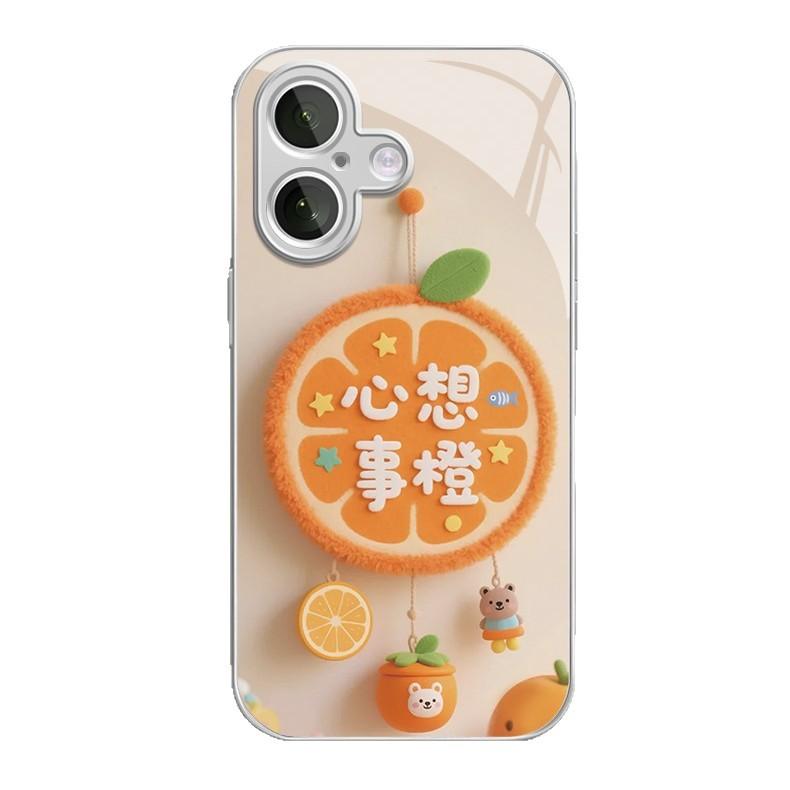 Xinxiangshi Orange for Apple 16promax Mobile Phone Case for IPhone15/14 New Cartoon 13 Glass Case