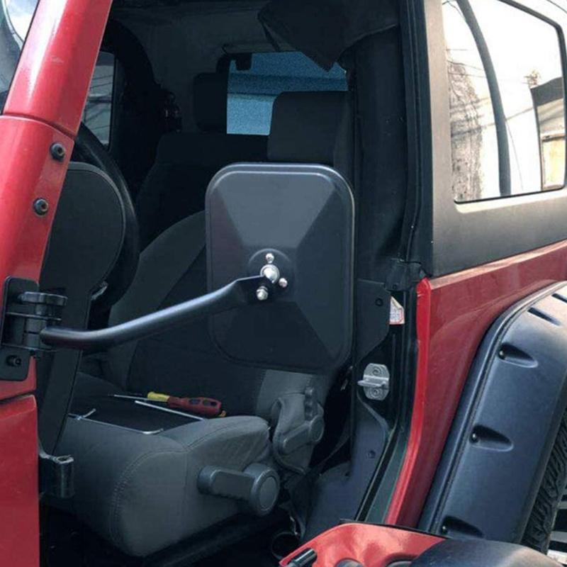 A21E-Door Off Mirror For Jeep Wrangler TJ JK 4X4 Off-Road Morror Rectangular Mirrors Side View Mirror, 2 Pack