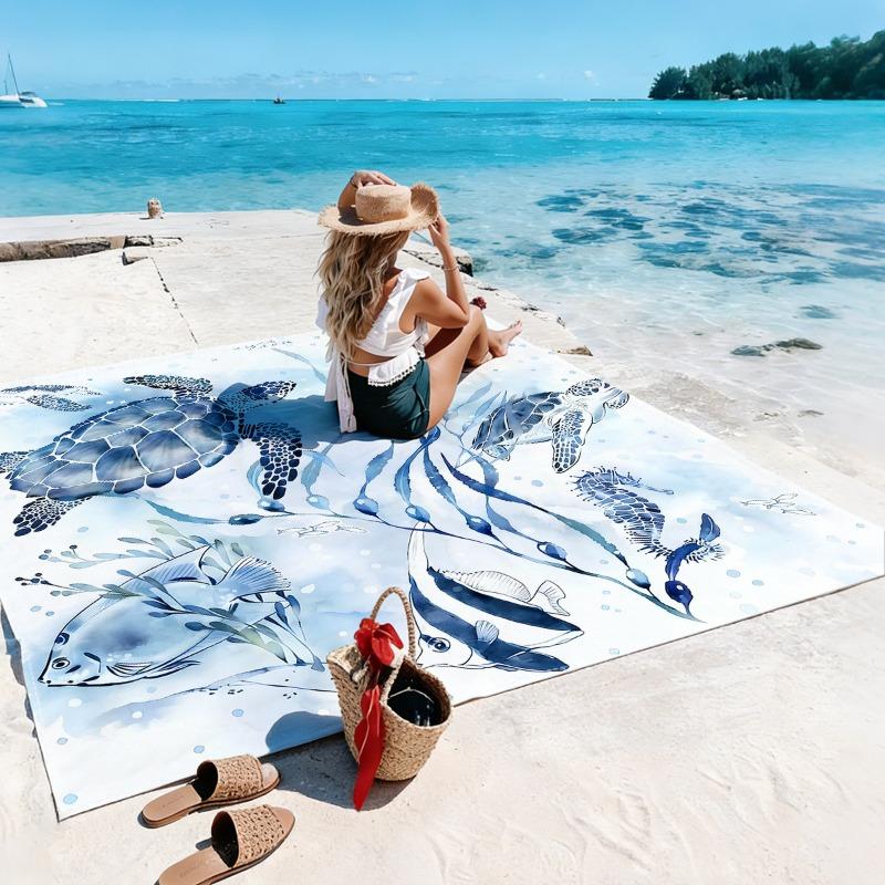 1pc Beach Blanket Waterproof Sandproof Oversized Large Beach Mat Quick Drying&Compact&Lightweight Picnic Mat Vacation Essentials