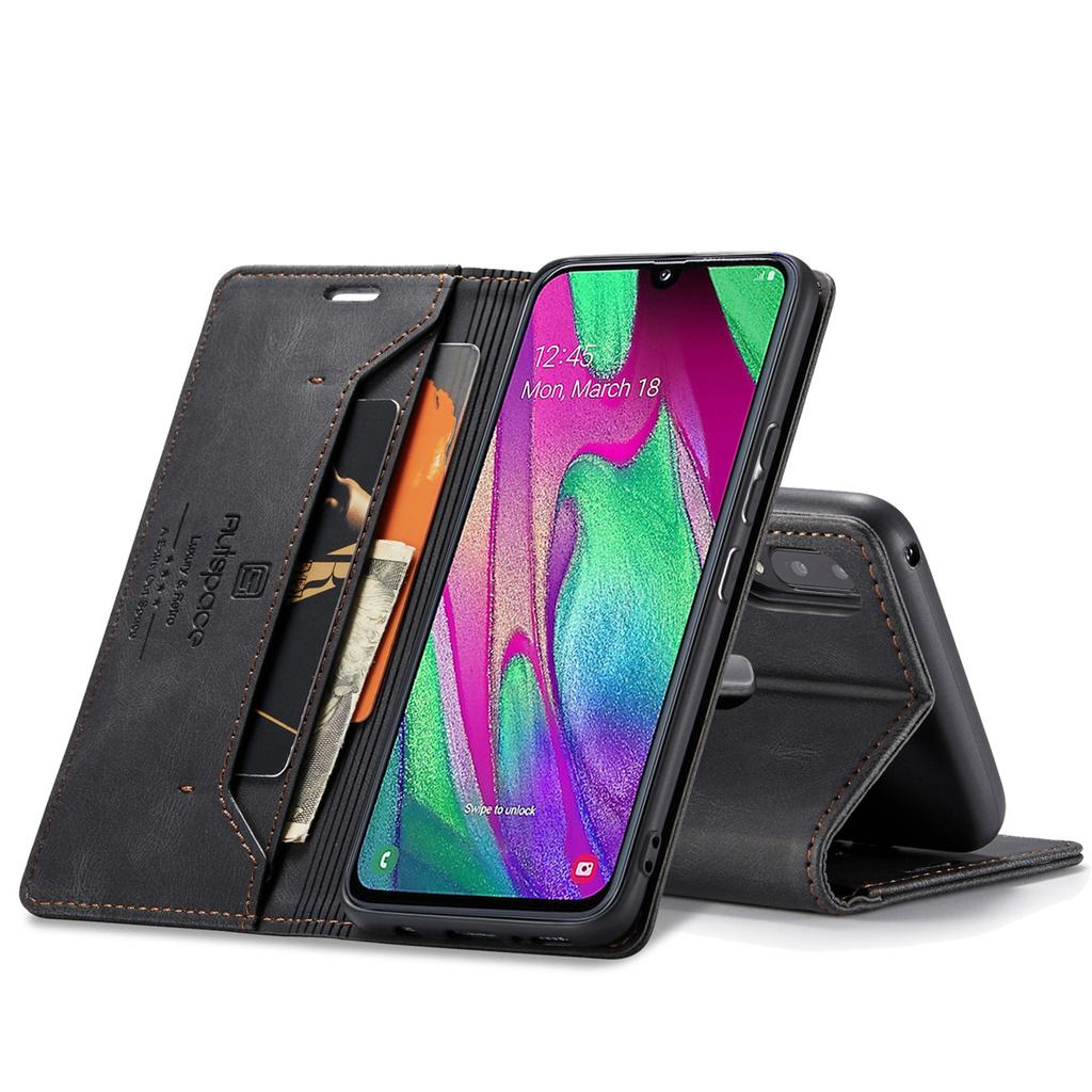 Premium Vintage Leather Wallet Case for Samsung Galaxy A40 - RFID Blocking, Flip Cover with Card Slots (4 Colors)