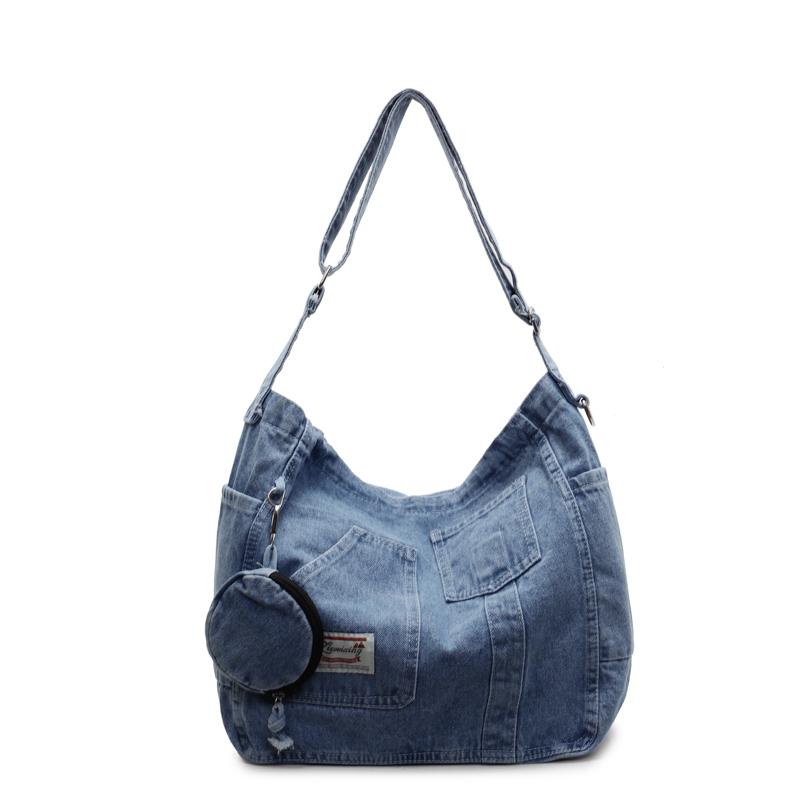 Denim Bag Women's Tote Bag Large Capacity Crossbody Bag Student Class Shoulder Bag