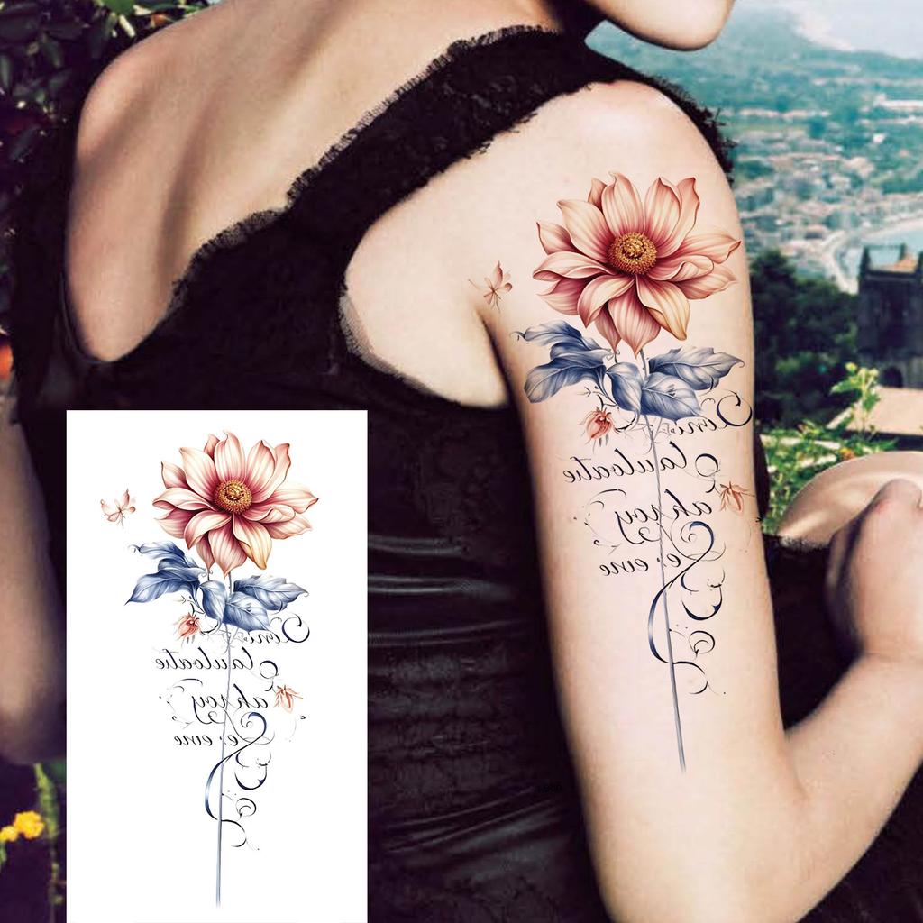 1 Sheet Black Henna Mandala Fake Jewels Temporary Sleeve Tattoos For Women Girls Forearm Waist Chest Back Tattoo Sticker Decal