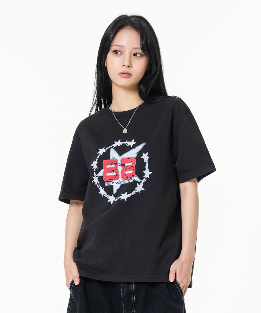MOZMOZ Two Eight Pigment Crop Short Sleeve T-Shirt Black